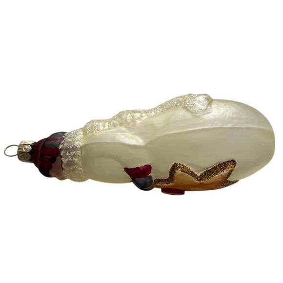 Frosted Glass Snowman Ornament Holding Star Button Hand Painted Vintage 5” - Picture 4 of 8